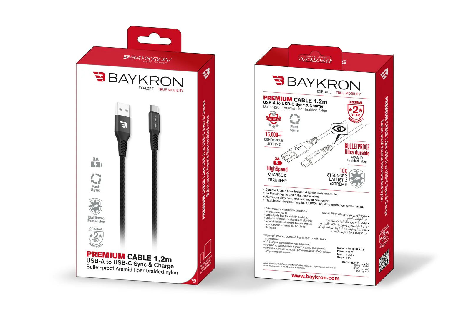 Baykron Cable Type C 1.2 M Black