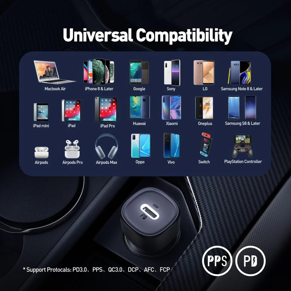 JODA 30W USB-C Car Charger Black