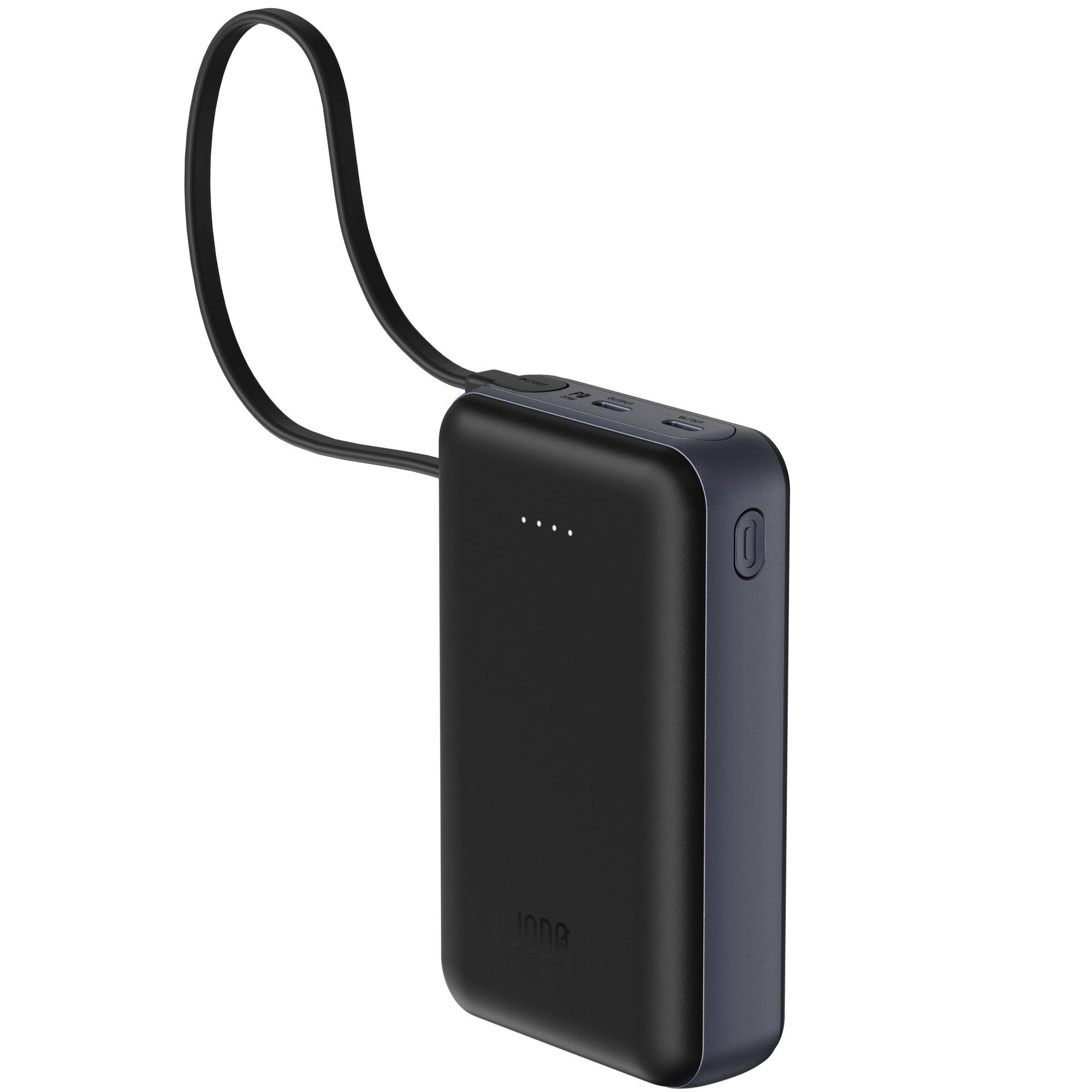 JODA 20000mAh 20W PD Power Bank with Built-in Cable Black