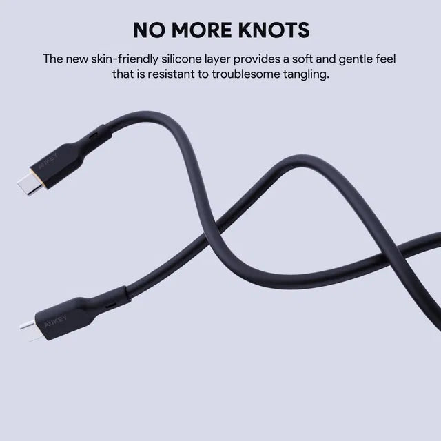 AUKEY 100W PD Silicone USB-C To USB-C Cable 1M Black