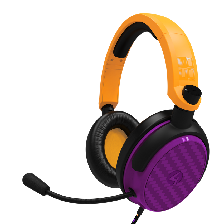 4Gamers C6-100 Gaming Headset for Switch, XBOX, PS4/PS5, PC - Neon Orange/Purple