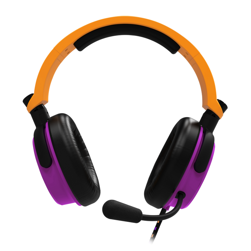 4Gamers C6-100 Gaming Headset for Switch, XBOX, PS4/PS5, PC - Neon Orange/Purple