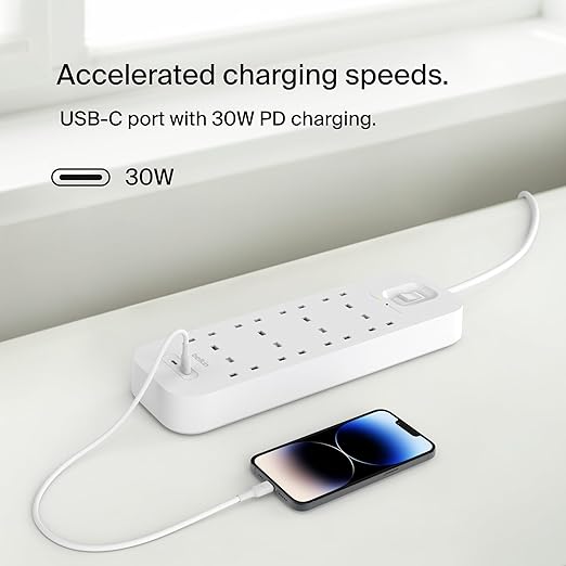 بيلكين - واقي من زيادة التيار 8 منافذ - 2م - 30W - 2 USB-C