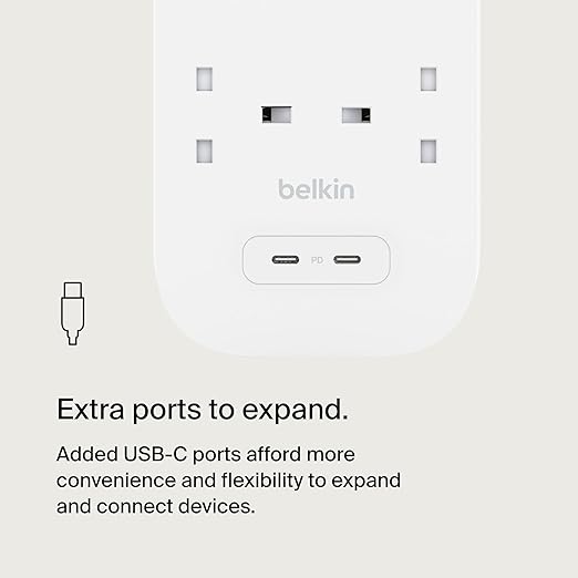 بيلكين - واقي من زيادة التيار 8 منافذ - 2م - 30W - 2 USB-C