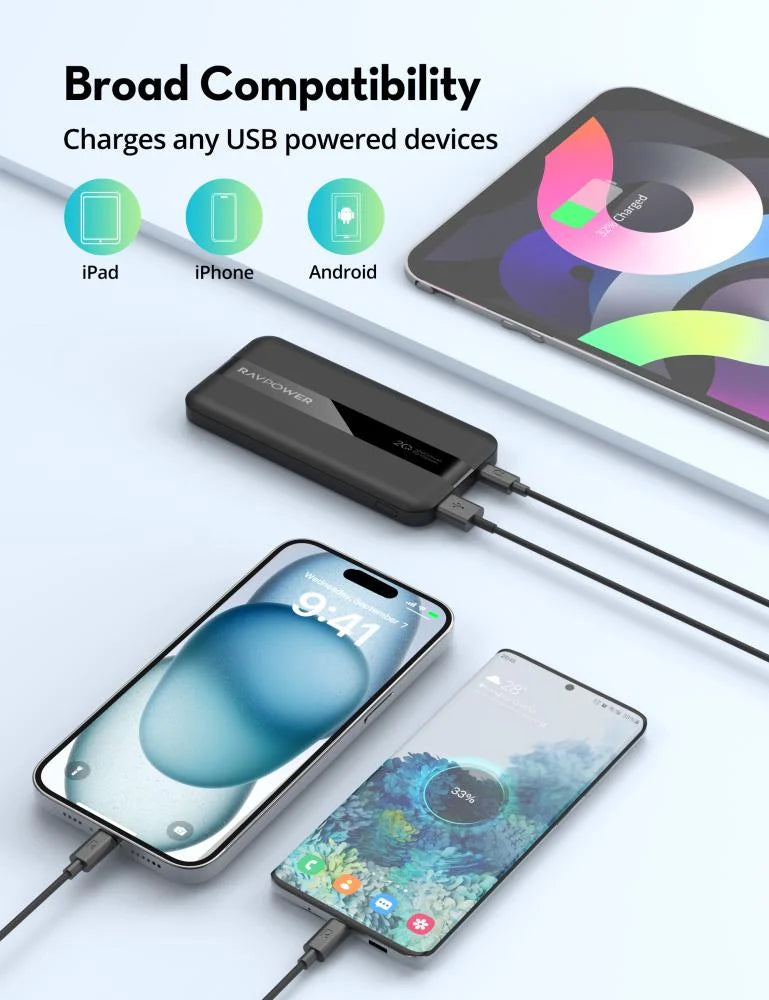 Ravpower PD20W 10000mAh 2-Port power bank Black