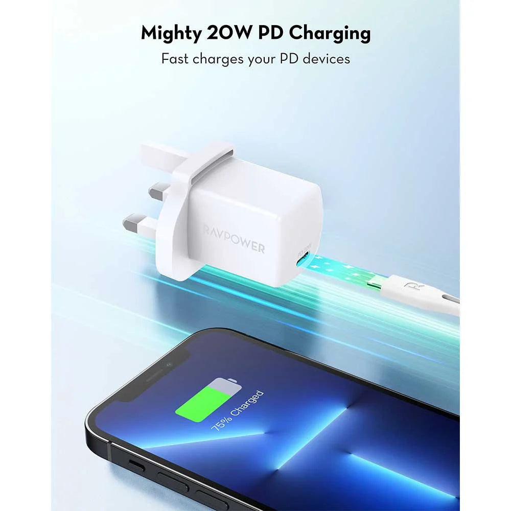 RavPower RP-PC167 PD Pioneer 20W Wall Charger White