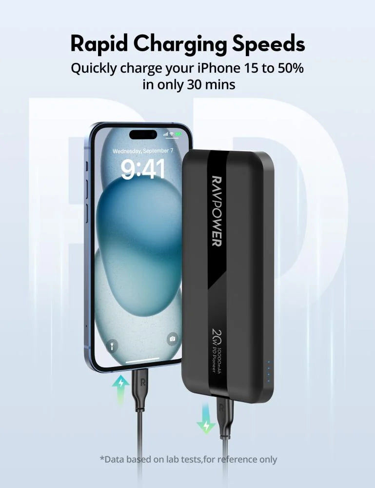Ravpower PD20W 10000mAh 2-Port power bank Black