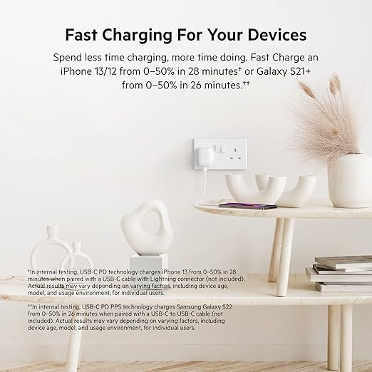 بيلكين - شاحن حائط 20W PPS USB-C - مع كابل 1م PVC C-LTG - أبيض