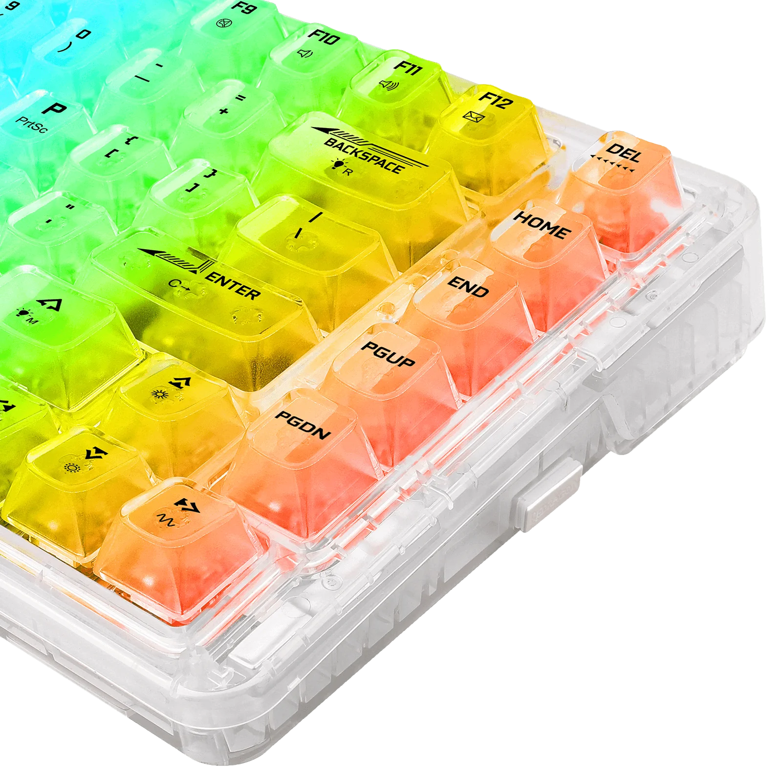 لوحة مفاتيح ميكانيكية للألعاب Redragon K649 PRO بثلاثة أوضاع (لاسلكي/بلوتوث)، RGB، تصميم شفاف أبيض بحجم 75%