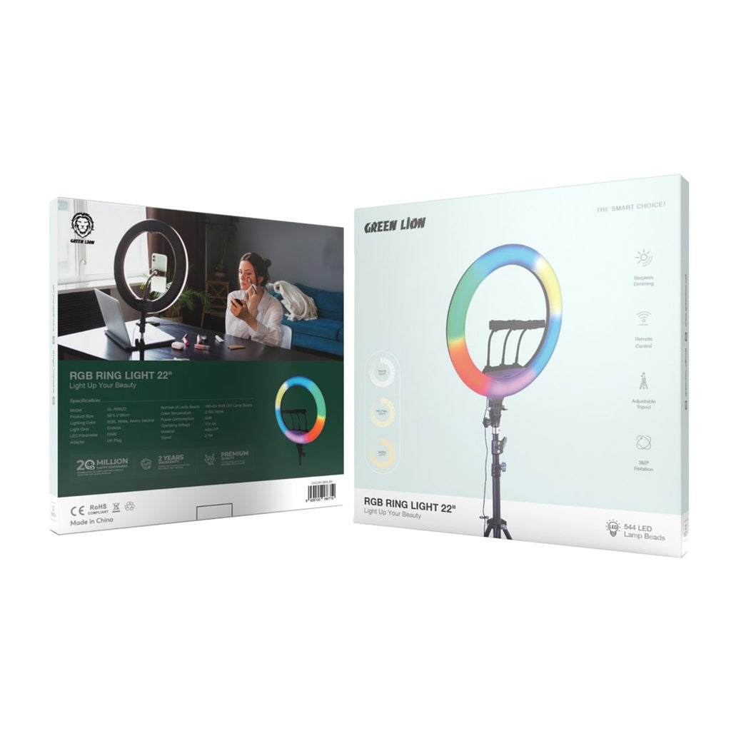 Green Lion RGB RING LIGHT 22" Light Up Your Beauty