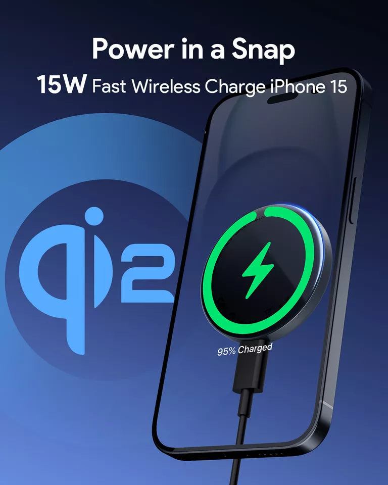 AUKEY MAG FUSION AURA Magnetic Wireless Charger- Grey15W
