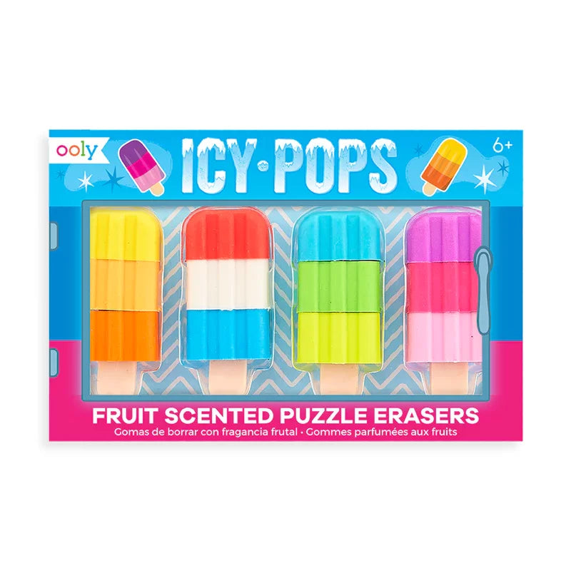 Ooly Icy Pops Scented Puzzle Erasers Set Of 4