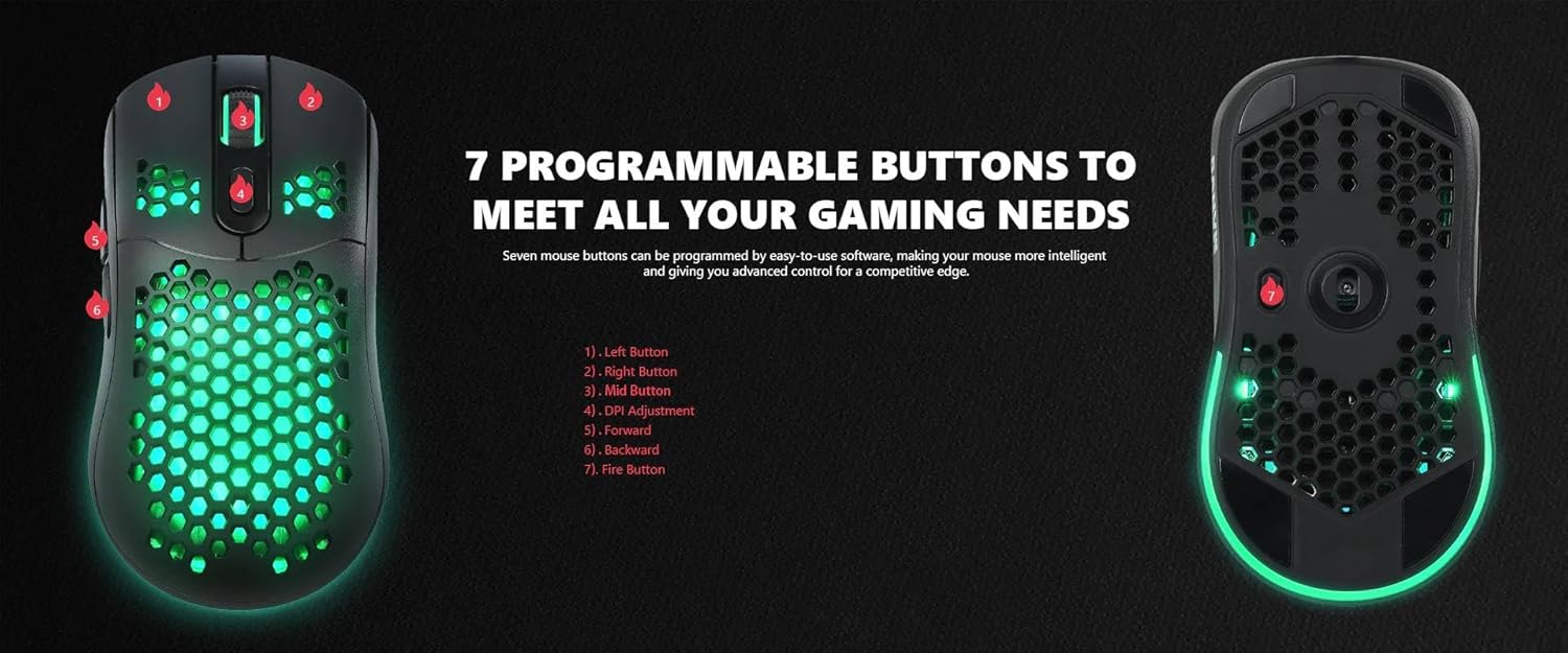 MARVO G925 Gaming Mouse with Honeycomb Shell