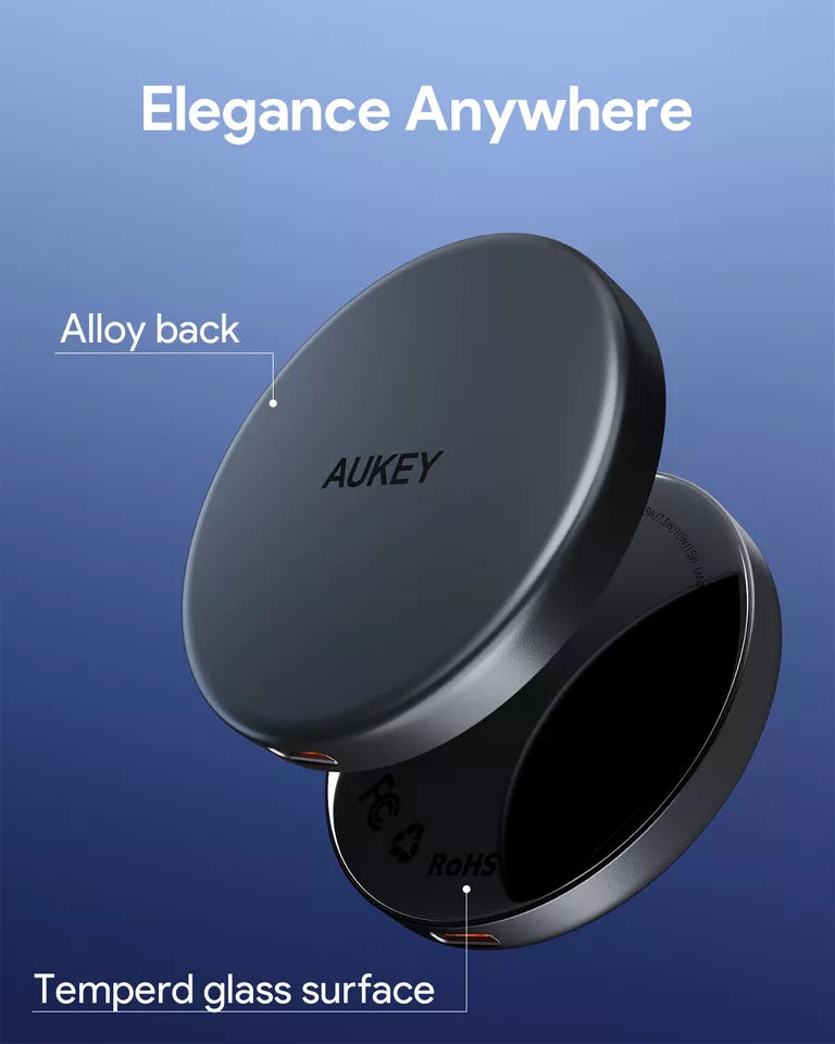 AUKEY MAG FUSION AURA Magnetic Wireless Charger- Grey15W