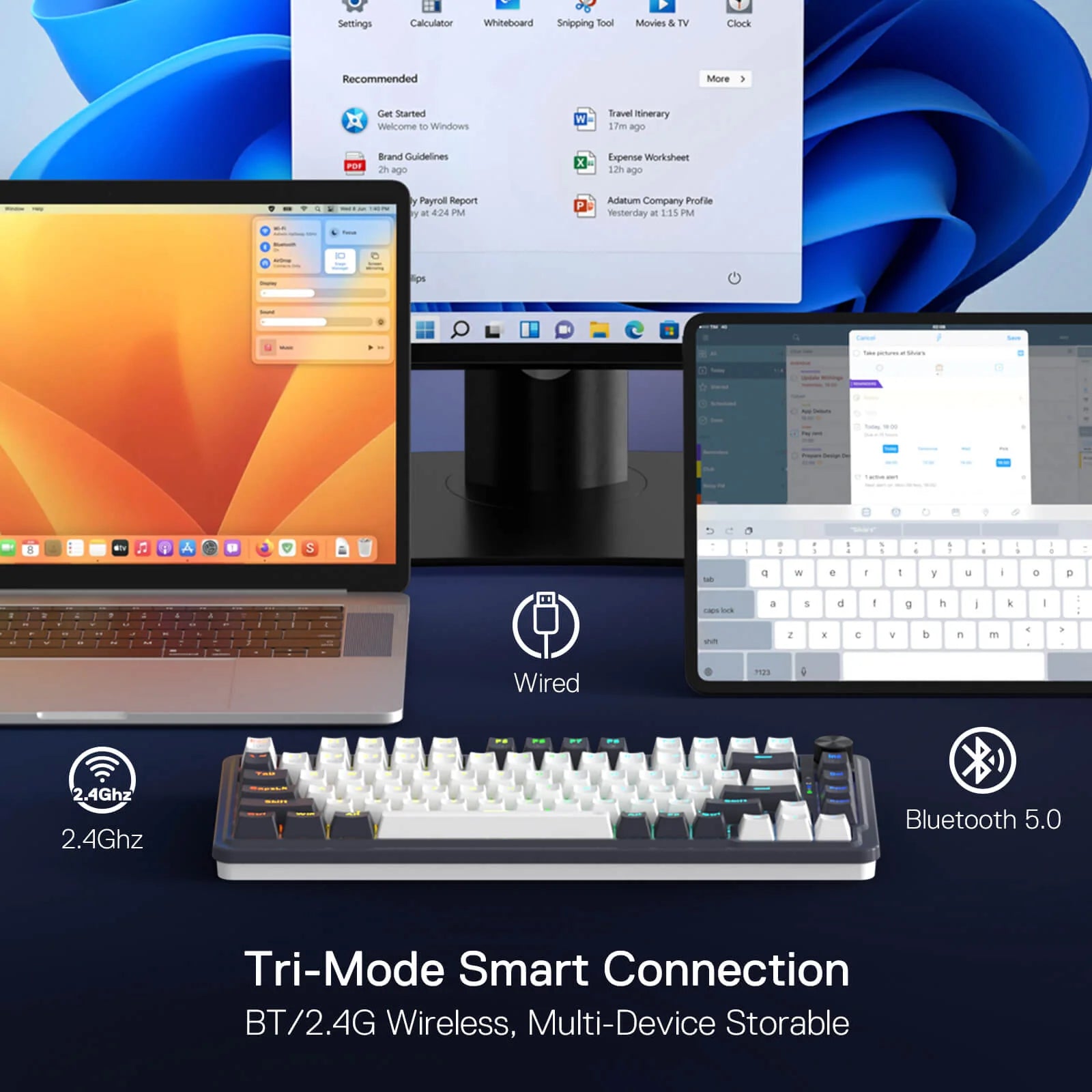 لوحة مفاتيح ألعاب ميكانيكية Redragon K673 PRO لاسلكية بحجم 75%، تحتوي على 81 مفتاحًا، قابلة للتبديل السريع، مزودة بمقبض تحكم وألواح ماصة للصوت، مفاتيح خطية حمراء