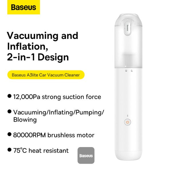 Baseus A3lite Car Vacuum Cleaner12000pa White