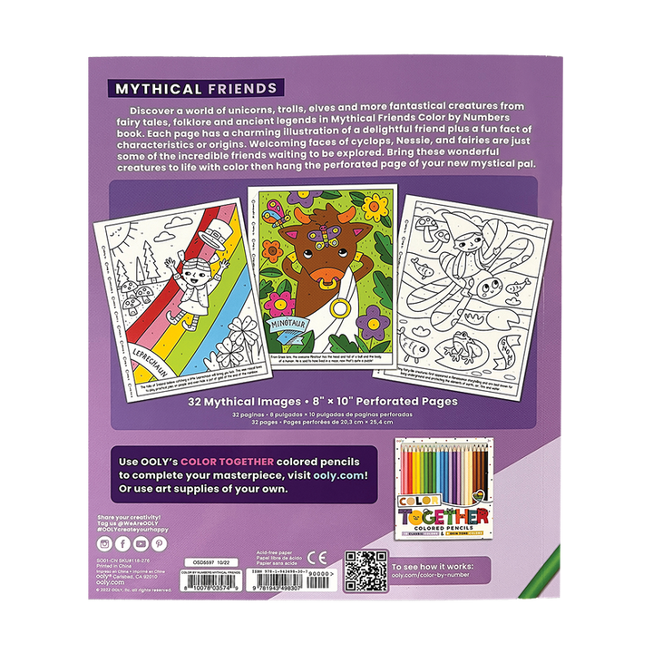 Ooly Color By Numbers Coloring Book Mythical Friends