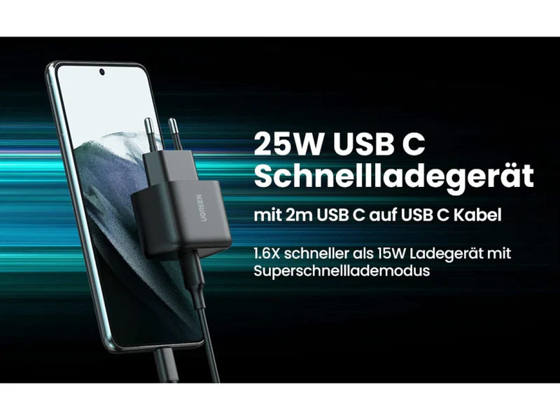 شاحن سريع UGREEN PD بقوة 25 واط + كابل USB - بريطانيا