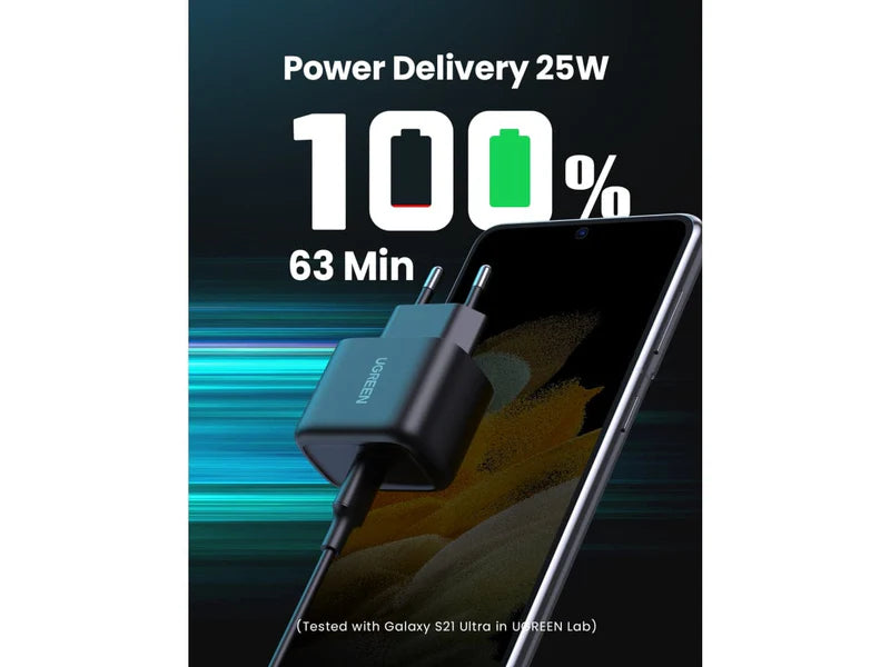 شاحن سريع UGREEN PD بقوة 25 واط + كابل USB - بريطانيا