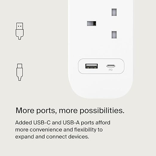 بيلكين - واقي من زيادة التيار 4 منافذ - 2م - 18W - 1 USB-A و 1 USB-C