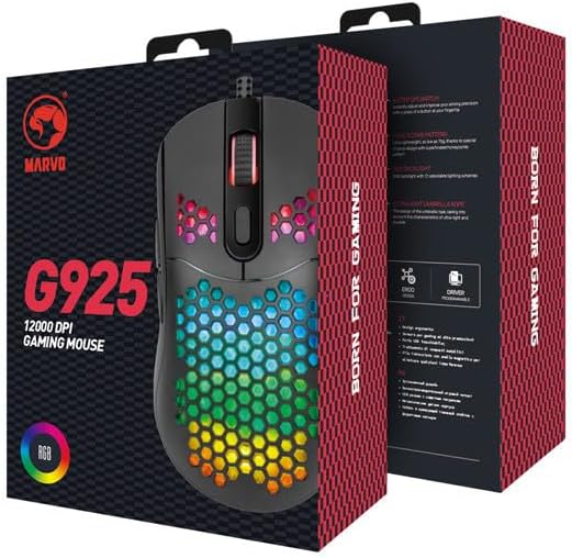 MARVO G925 Gaming Mouse with Honeycomb Shell