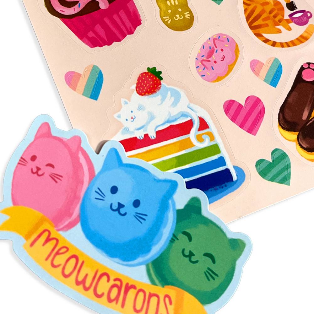 Ooly Stickiville Stickers: Cat Cafe Scented 2 Sheets & 6 Die cut Stickers