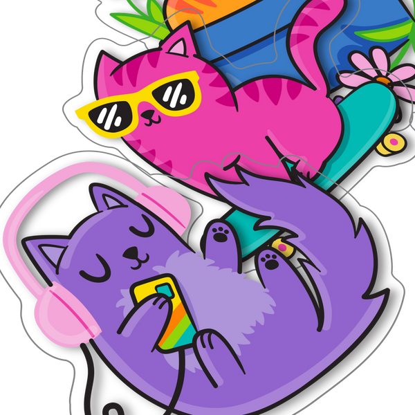 Ooly Stickiville Stickers: Silly Kitties Vinyl Set Of 4
