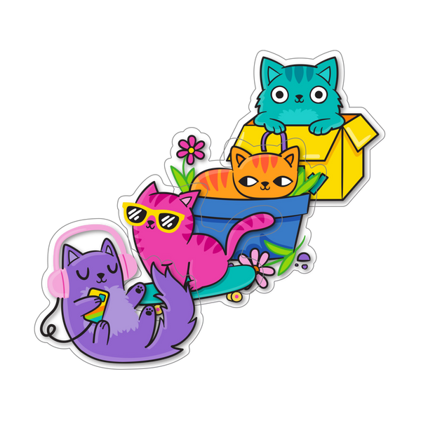 Ooly Stickiville Stickers: Silly Kitties Vinyl Set Of 4