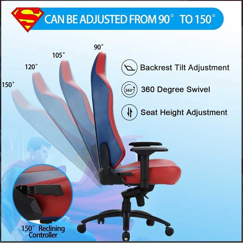 GAMEON Licensed Gaming Chair With Adjustable 4D Armrest & Metal Base - Superman