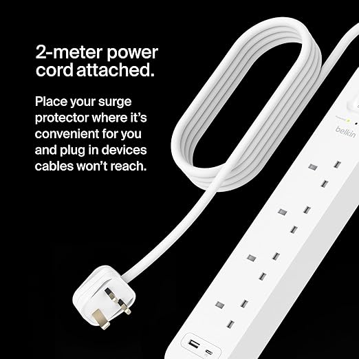 بيلكين - واقي من زيادة التيار 4 منافذ - 2م - 18W - 1 USB-A و 1 USB-C