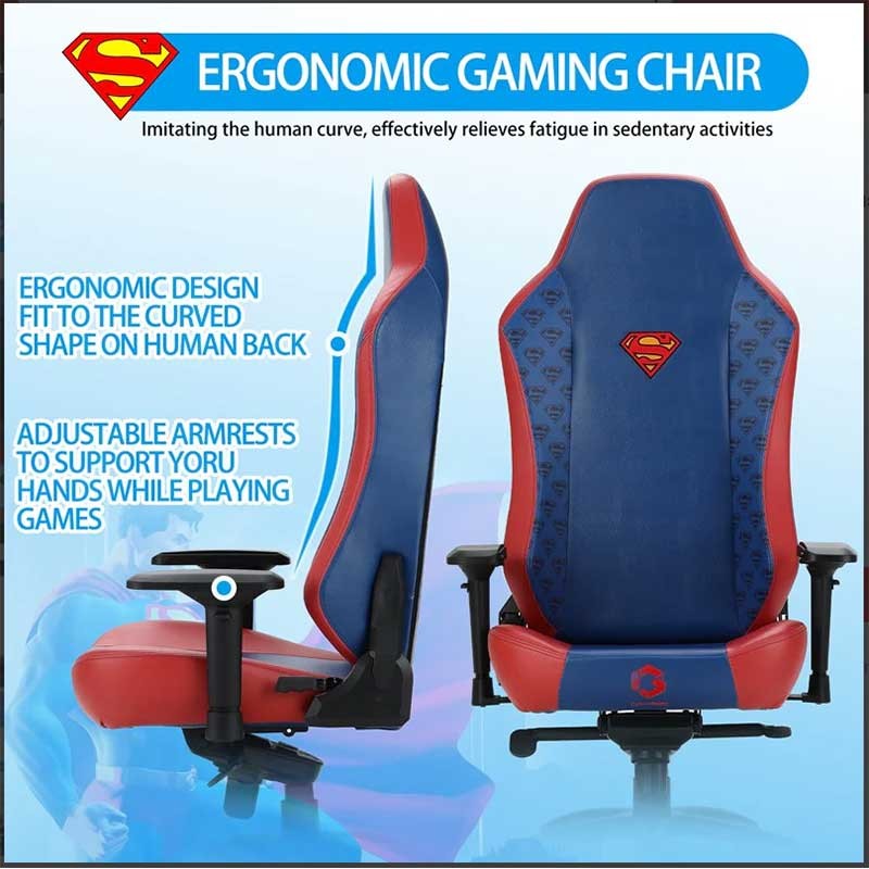 GAMEON Licensed Gaming Chair With Adjustable 4D Armrest & Metal Base - Superman