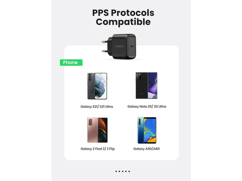 شاحن سريع UGREEN PD بقوة 25 واط + كابل USB - بريطانيا