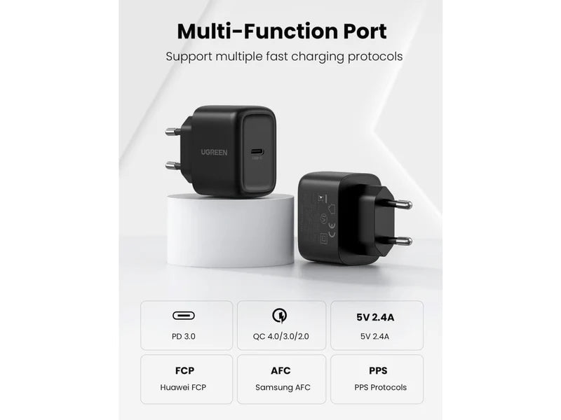 شاحن سريع UGREEN PD بقوة 25 واط + كابل USB - بريطانيا