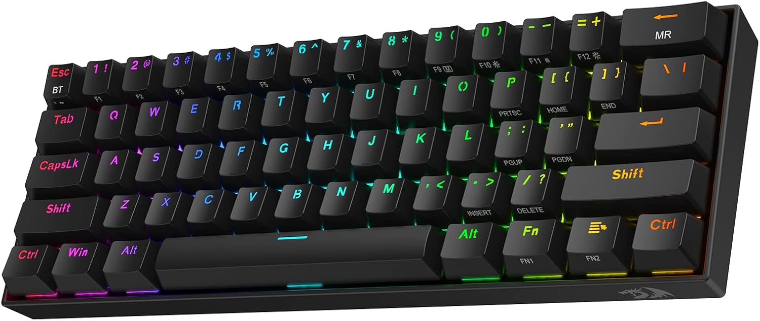لوحة مفاتيح ألعاب لاسلكية مدمجة Redragon K530 PRO Draconic بنسبة 60% مع إضاءة RGB