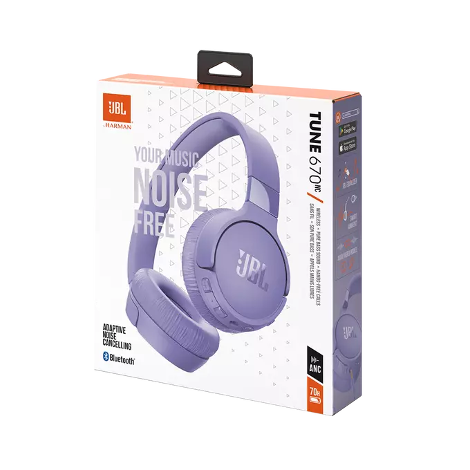 سماعات JBL Tune 670NC فوق الأذن بإلغاء الضوضاء - بنفسجي