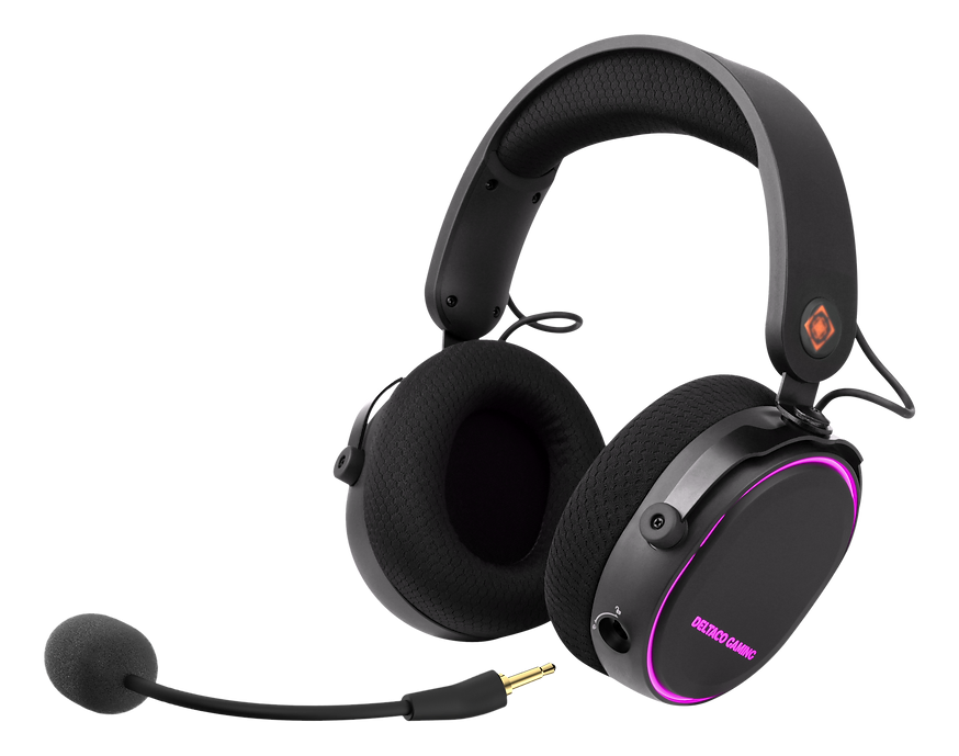 DELTACO GAMING DH420 Wireless gaming headset, RGB, USB-C, Black