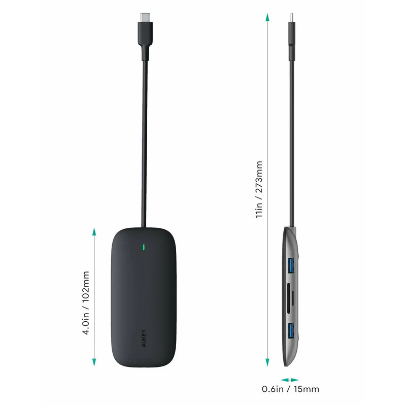 AUKEY 8 in 1 USB C Hub with Ethernet 4K USB C to HDMI BLK