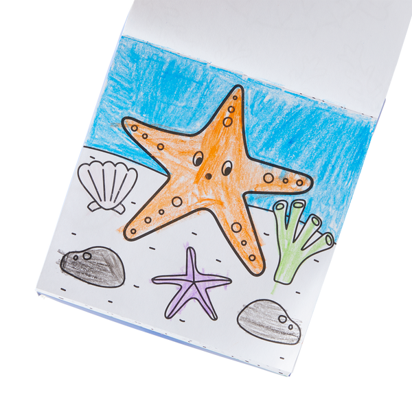 Ooly Carry Along Crayon & Coloring Book Kit Sea Life Set Of 9 Crayons