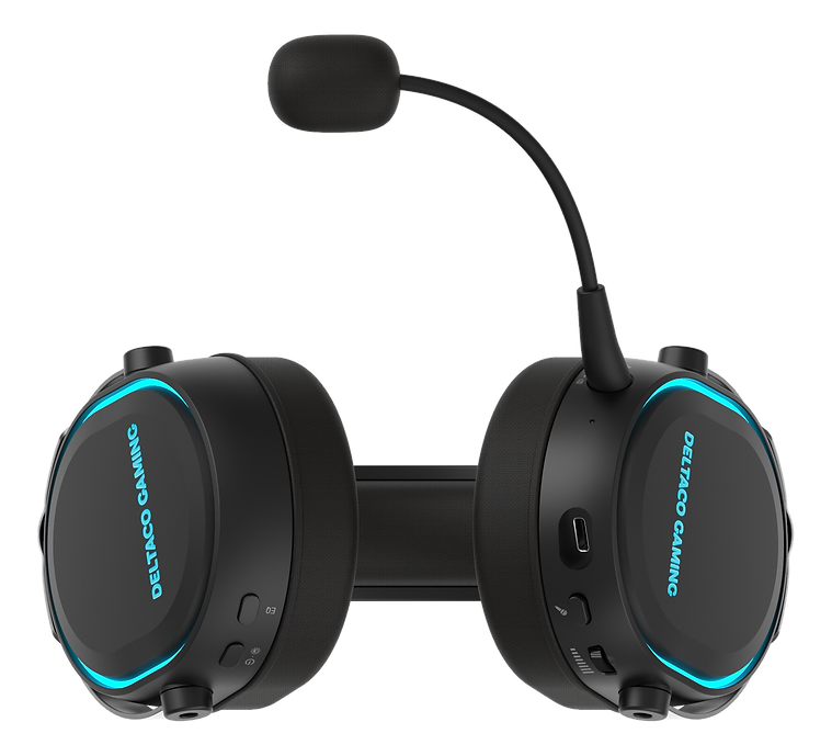 DELTACO GAMING DH420 Wireless gaming headset, RGB, USB-C, Black