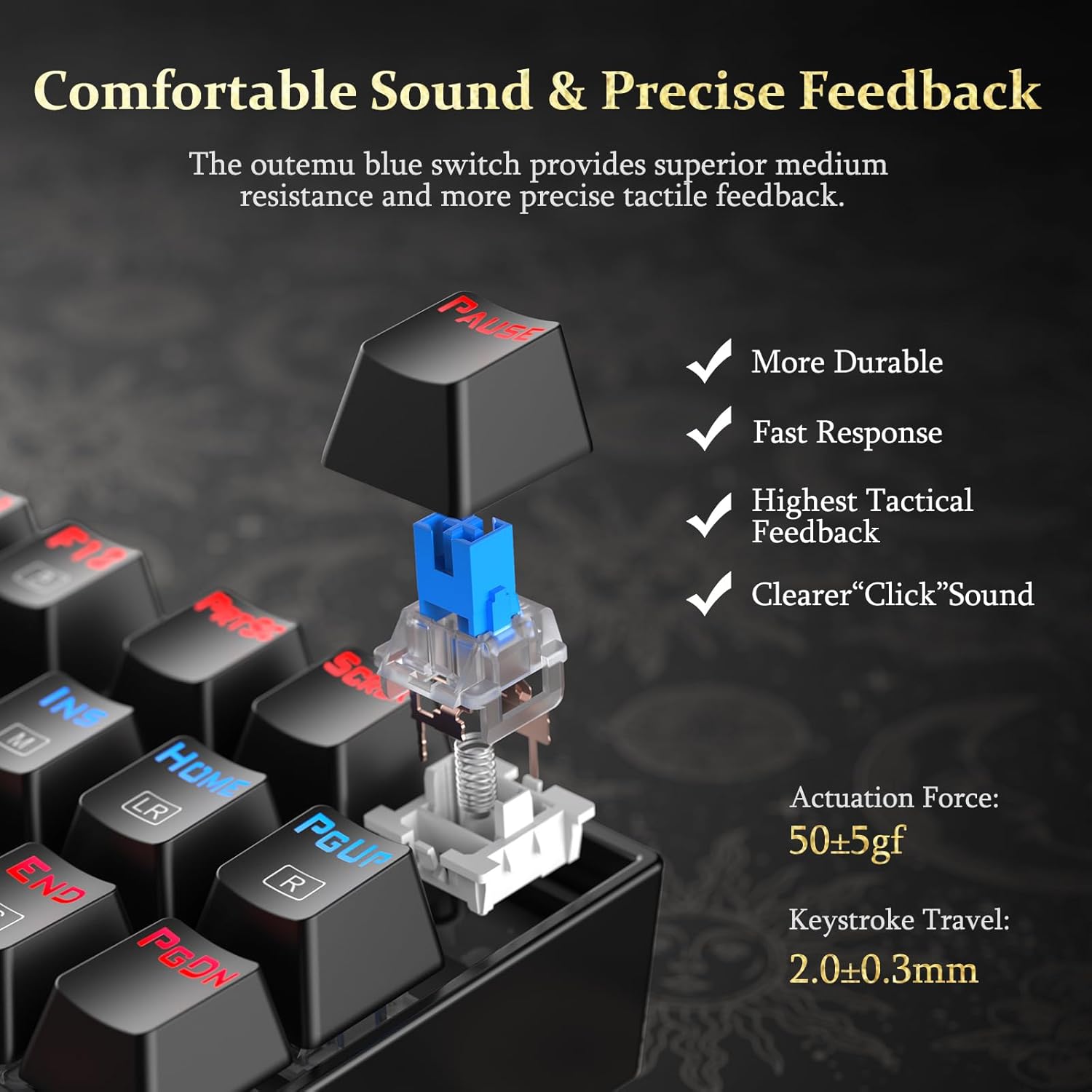 لوحة مفاتيح ميكانيكية للألعاب Redragon Kumara بمفاتيح حمراء (إنجليزي فقط)