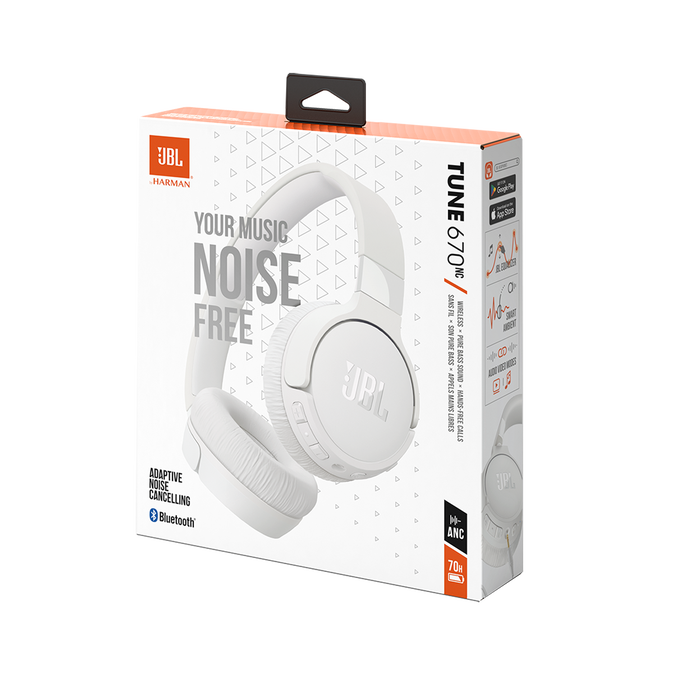 سماعات JBL Tune 670NC فوق الأذن بإلغاء الضوضاء - أبيض