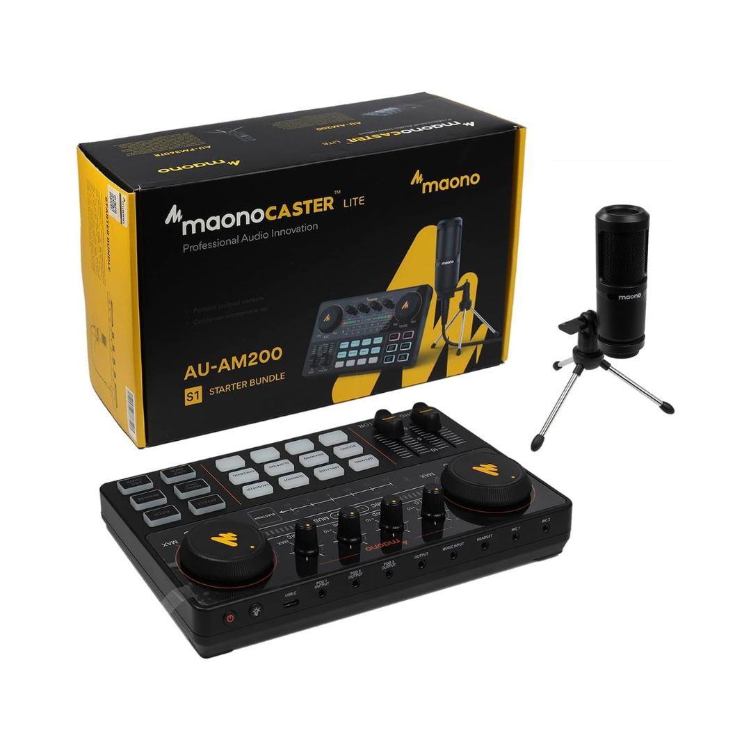حزمة المبتدئين Maonocaster Lite AU-AM200S1 للبودكاست - أسود