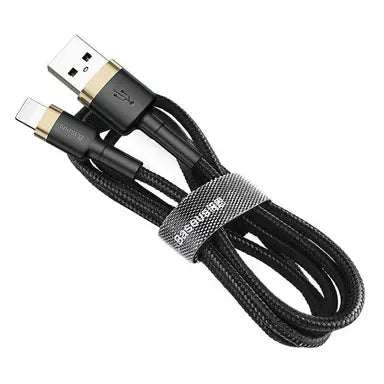 كابل باسياس كافول USB لـ Lightning 2.4A 1م ذهب + أسود