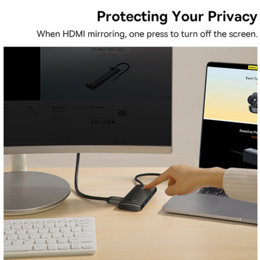 محطة إرساء باسياس لايت سيريز 5 منافذ USB Type-C باللون الأسود