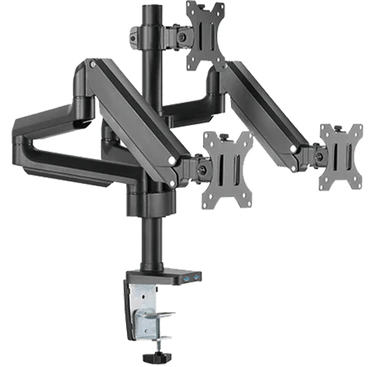 ذراع شاشة ثلاثي Twisted Minds مع منفذ USB - ألمنيوم ومثبت بضغط الغاز