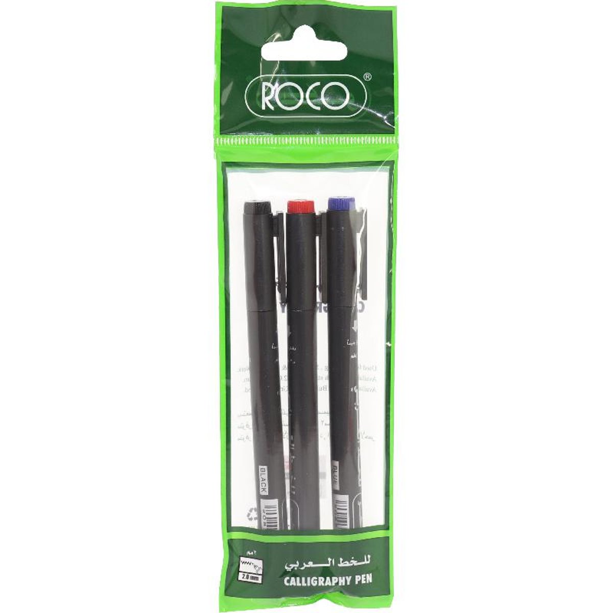 Roco Calligraphy Pen Chisel 2 Mm Black Blue Red