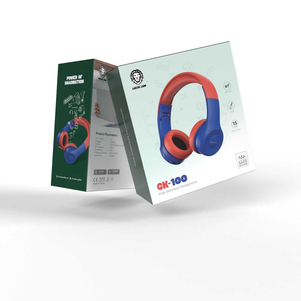 Green Lion GK-100 Kids Wireless Headphone BLU-RED