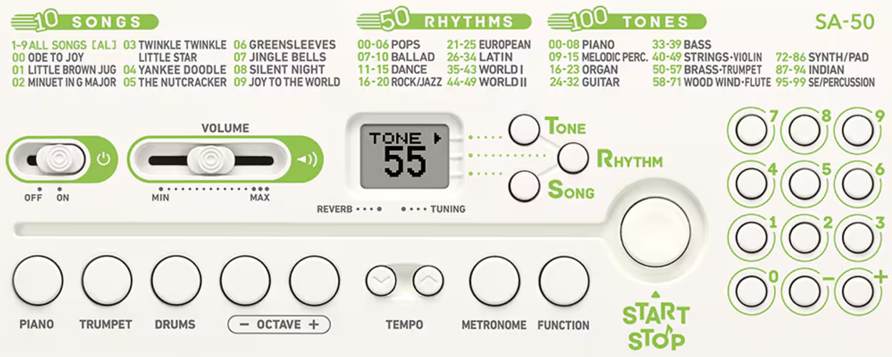 Casiotone SA-50 Mini Keyboard 32 Keys - White