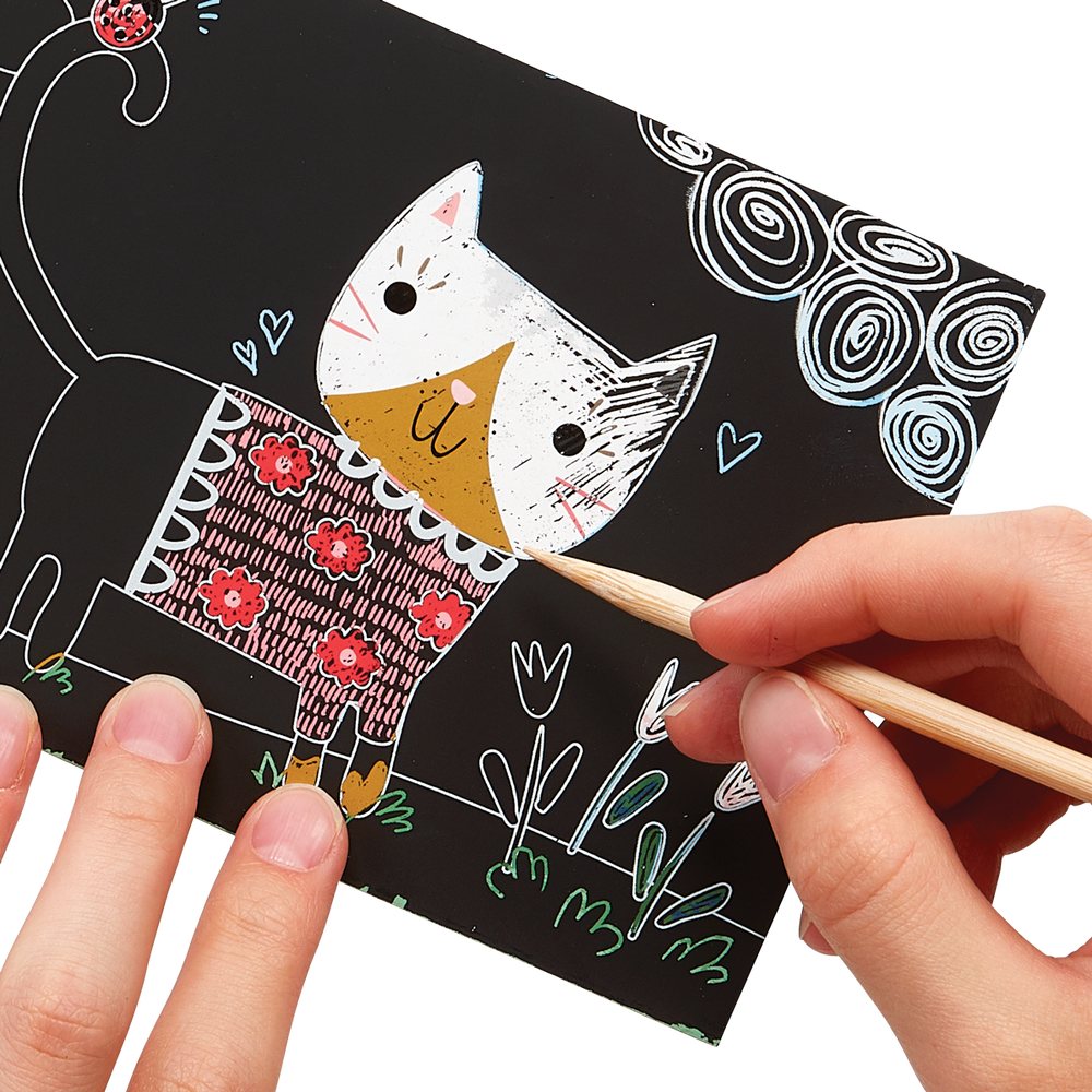 Ooly Mini Scratch & Scribble Art Kit: Cutie Cats 7 Pc Set