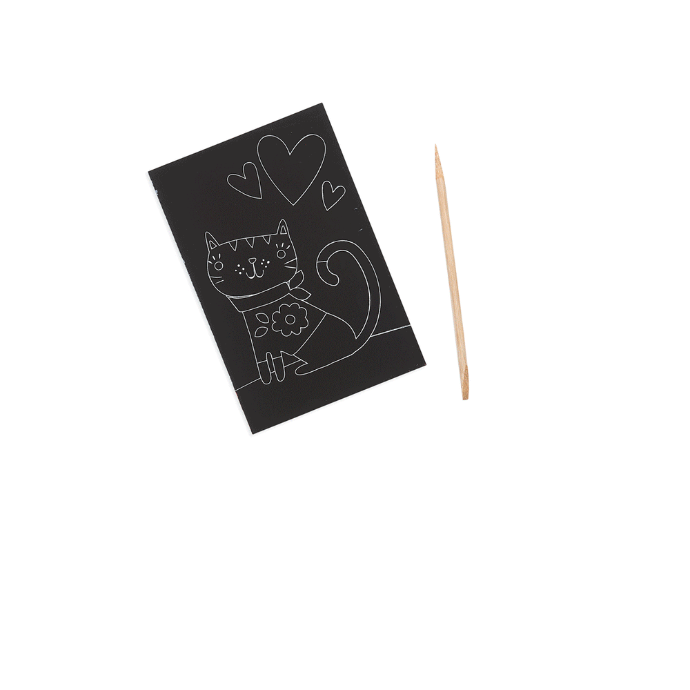 Ooly Mini Scratch & Scribble Art Kit: Cutie Cats 7 Pc Set